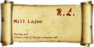 Mill Lajos névjegykártya